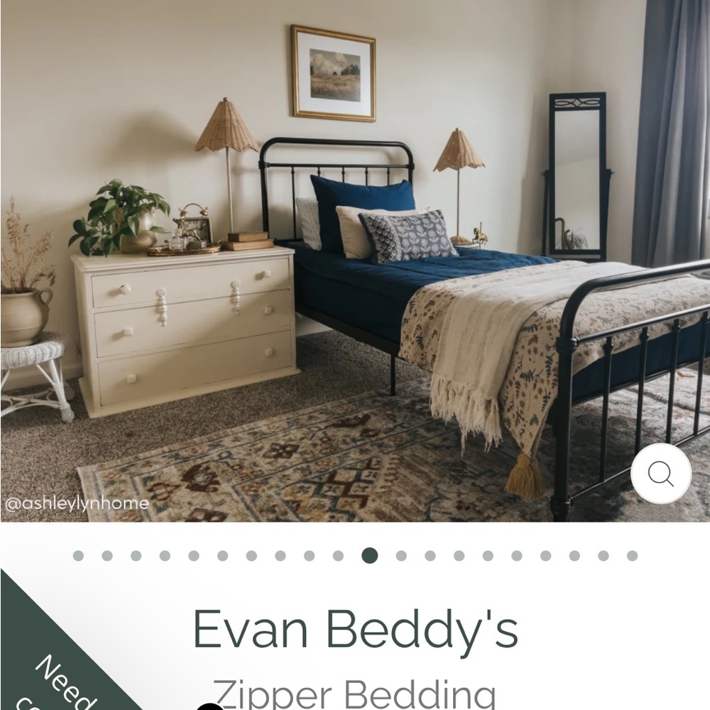 Beddy’s Evan Navy Zipper TWIN Bedding Set (Includes 1 Comforter + 1 Pillowcase)